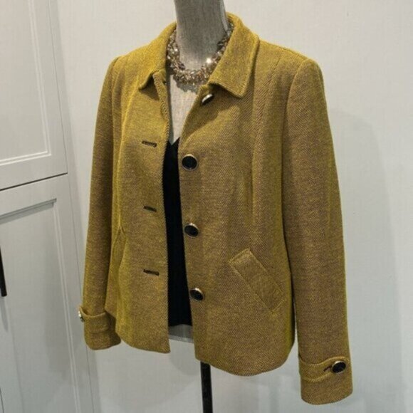 Laura Buttoned Jacket Yellow Blazer Size 16 - Picture 4 of 15